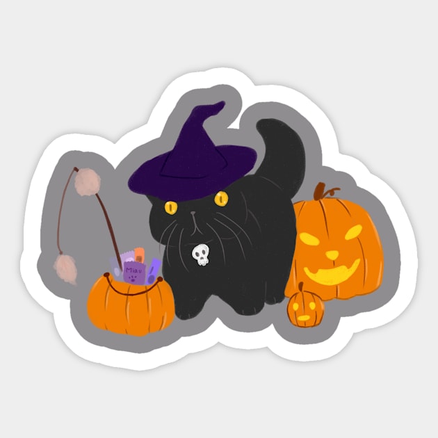 Witch Cat Sticker by Petitto